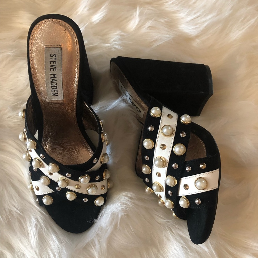 *LIKE NEW* Steve Madden Pearl Suede Mules